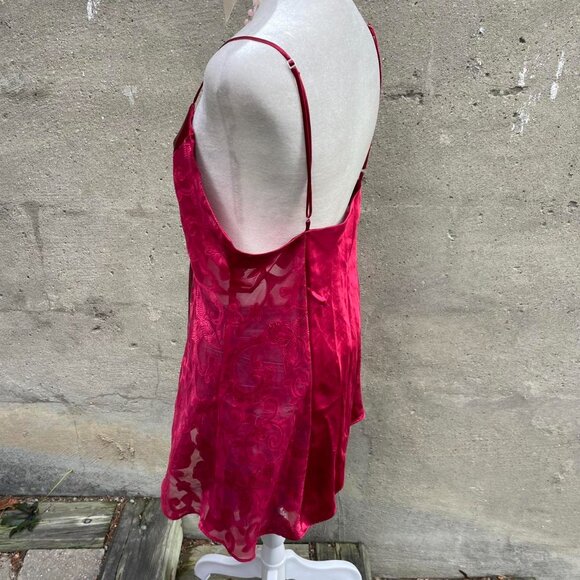 Vintage Cherry Red Lacy Satin Slip Dress - Picture 6 of 6